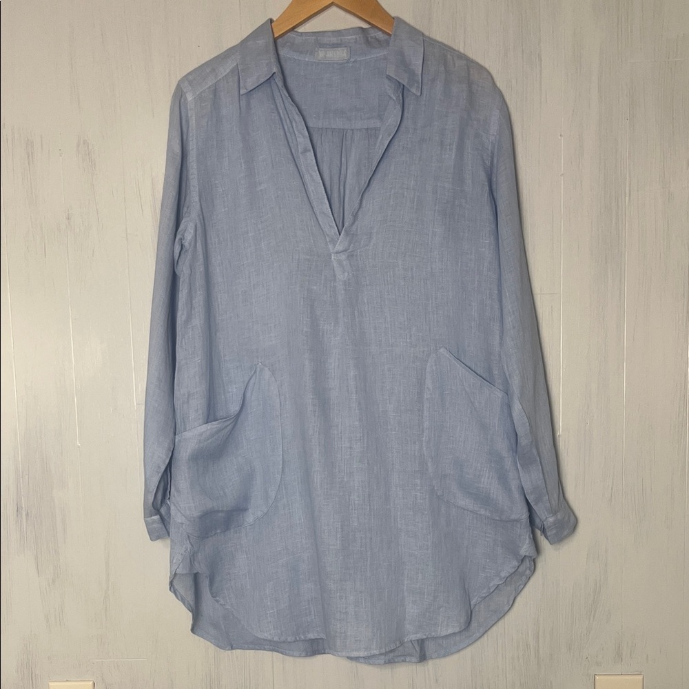CP Shades Teton Linen Chambray Tunic Light‎ Blue Size XS - Picture 5 of 10